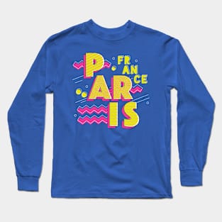 Retro 90s Paris, France Long Sleeve T-Shirt